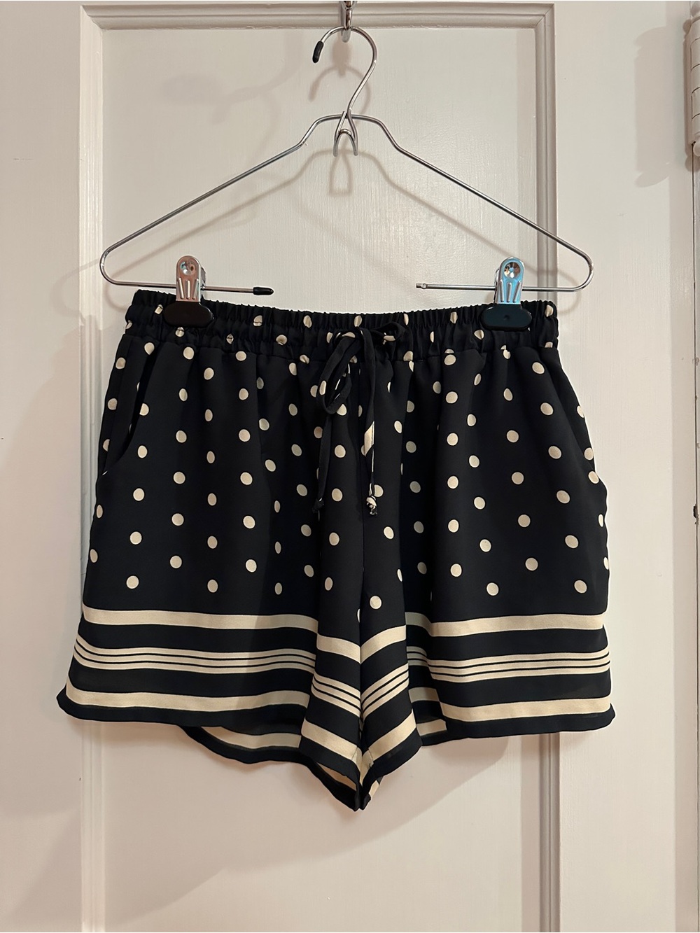 elevenses Black Polka Dot High-Waist Drawstring Shorts